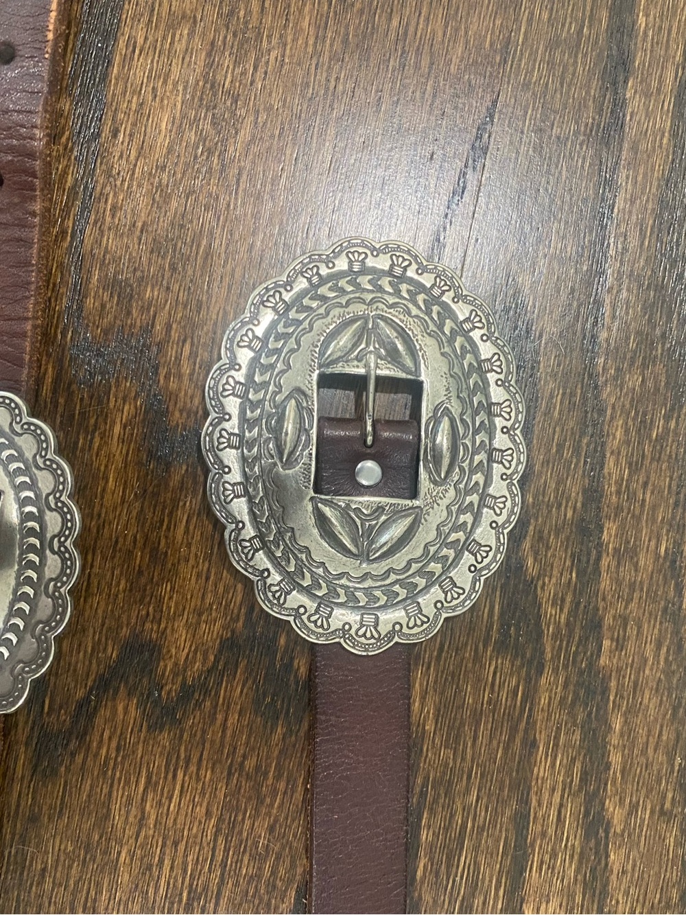 Vintage Ralph Lauren Brown Leather Belt with Silver Conchos - Picture 9 of 10
